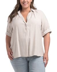 TJ Maxx - Plus Tab Sleeve Collar V-Neck Blouse For Polyester/Rayon - Lyst