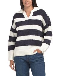 TJ Maxx - Mixed Media Stripe V-Neck Teddy Bear Sweater, Nylon/Acrylic/Wool - Lyst