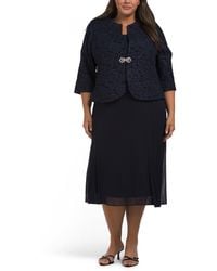 TJ Maxx - Plus 2Pc Tea Length Textured Jacket And Dress Set For Spandex/Polyester - Lyst