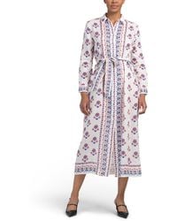 TJ Maxx - Linen Long Sleeve Button Down Shirt Dress With Belt For - Lyst