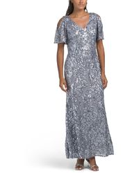 TJ Maxx - V-Neck Sequin Embellished Gown For Spandex/Polyester - Lyst