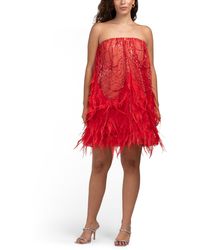 TJ Maxx - Stevie Strapless Feather Mini Dress For Nylon/Spandex/Polyester - Lyst