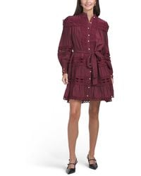 TJ Maxx - Long Sleeve Crochet Trim Mini Dress For Spandex/Polyester - Lyst