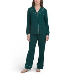 TJ Maxx - 2Pc Notch Collar Long Sleeve Pajama Set With Contrast Trim For Spandex/Modal/Polyester - Lyst