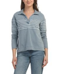 TJ Maxx - Solid And Stripe Light Loop Back Denim French Terry Top For Spandex/Cotton/Polyester - Lyst