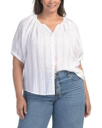 TJ Maxx - Plus Dobby Stripe Blouse For Cotton/Rayon - Lyst