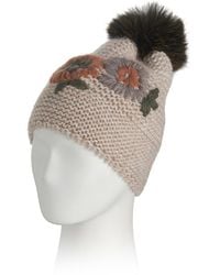 TJ Maxx - Embroidered Beanie Hat With Pom Accent For Acrylic/Wool/Viscose - Lyst