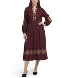 TJ Maxx - Long Sleeve Embroidered Maxi Dress For Cotton - Lyst