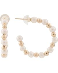 TJ Maxx - 14Kt Bead And Pearl Open Hoop Earrings - Lyst