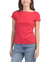 TJ Maxx - Ribbed Boat Neck Cap Sleeve Top For Spandex/Rayon - Lyst