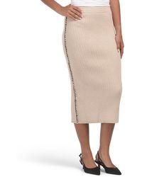 TJ Maxx - Stitch Embroidery Ribbed Midi Sweater Skirt For Nylon/Polyester/Viscose - Lyst