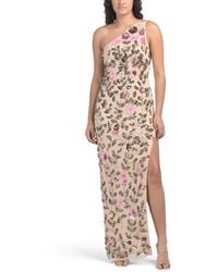 TJ Maxx - One Shoulder Floral Embellished Gown For Polyester - Lyst