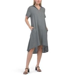 TJ Maxx - Linen Blend Solid Short Sleeve Collared Shirt Dress For Linen/Viscose - Lyst