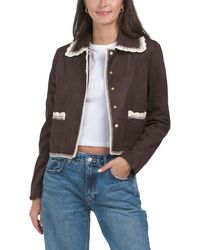 TJ Maxx - Crochet Trim Jacket, Spandex/Polyester/Suede - Lyst