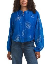 TJ Maxx - Alzena Embroidered Batwing Button Down Blouse For Nylon/Polyester - Lyst