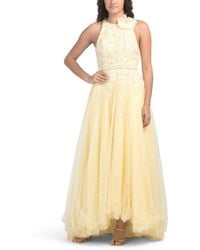 TJ Maxx - Sleeveless 3D Floral Embellished Gown For Polyester - Lyst
