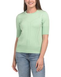 TJ Maxx - Elbow Sleeve Sweater With Pointelle Yoke, Nylon/Viscose - Lyst
