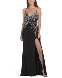 TJ Maxx - Sleeveless Floral Beaded Gown With Slit For Polyester - Lyst