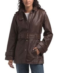 TJ Maxx - Lamb Leather Imani Grained Jacket For Polyester/Leather - Lyst