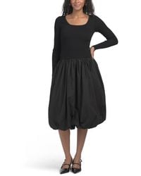 TJ Maxx - Ribbed Knit Square Neck Drop Waist Bubble Hem Dress For Nylon/Cotton/Viscose - Lyst