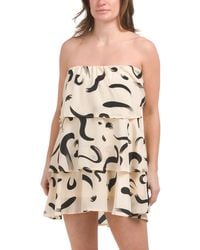 TJ Maxx - Printed Silky Crepe Ruffle Tiered Mini Cover-Up Dress For Polyester - Lyst
