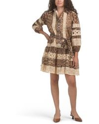 TJ Maxx - Long Sleeve Animal Print Lace Trim Mini Dress For Spandex/Polyester - Lyst