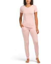 TJ Maxx - Pima Cotton Blend Peruvian Olivia Short Sleeve Lounge Set For Spandex/Pima Cotton/Modal - Lyst