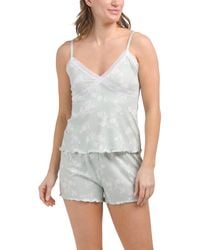 TJ Maxx - Ribbed Camisole And Shorts Set With Lace Trim And Lettuce Edges For Spandex/Polyester - Lyst