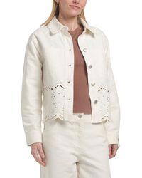 TJ Maxx - Collared Button Down Embroidered Jacket With Patch Pockets For Cotton - Lyst