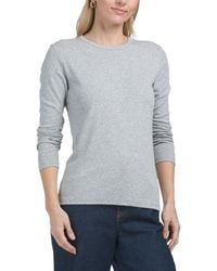TJ Maxx - Pima Cotton Long Sleeve Rib Crew Neck Top For Spandex/Pima Cotton/Modal - Lyst
