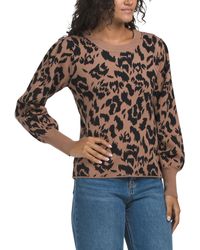 TJ Maxx - Double Knit Leopard Puff Sleeve Sweater, Nylon/Polyester/Rayon - Lyst
