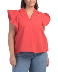 TJ Maxx - Plus Ruffle Sleeve Top For Cotton/Polyester - Lyst