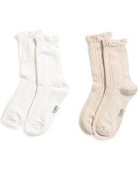 TJ Maxx - 2Pk Cashmere Blend Ruffle Edge Socks For Cotton/Polyester/Cashmere - Lyst