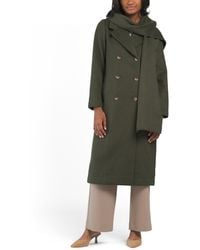 TJ Maxx - Wool Blend Button Down Coat With Scarf, Polyester/Wool - Lyst