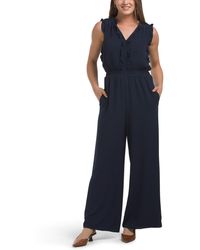 TJ Maxx - V-Neck Ruffle Elastic Waist Jumpsuit For Spandex/Polyester - Lyst
