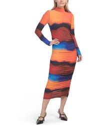 TJ Maxx - Printed Mesh Mock Neck Long Sleeve Dress For Nylon/Spandex - Lyst