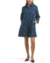 TJ Maxx - Three-Quarter Sleeve Floral Embroidered Mini Dress For Cotton/Polyester - Lyst