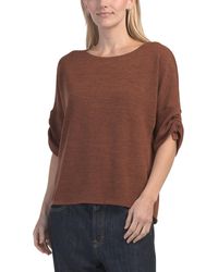 TJ Maxx - Ruched Sleeve Boat Neck Top For Spandex/Polyester/Viscose - Lyst