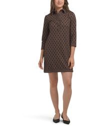 TJ Maxx - Double Knit Three-Quarter Sleeve Collared Shirt Mini Dress For Spandex/Polyester/Rayon - Lyst