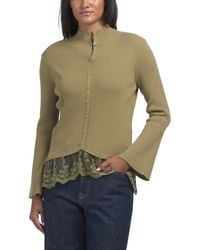 TJ Maxx - Lace Trim Sweater Jacket, Nylon/Polyester/Rayon - Lyst