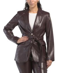 TJ Maxx - Blazer Jacket With Belt Tie, Polyester/Leather - Lyst