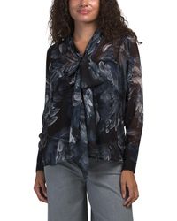 TJ Maxx - Long Sleeve Button Down Neck Tie Blouse For Polyester - Lyst