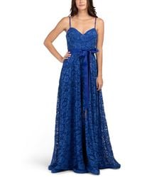 TJ Maxx - Sleeveless Lace Gown With Tie Waist Belt For Polyester - Lyst