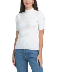 TJ Maxx - Short Sleeve Ribbed Turtleneck Sweater, Polyester/Rayon - Lyst
