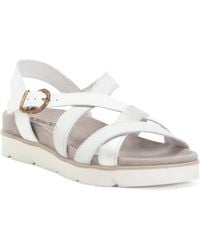 TJ Maxx - Leather Multi-Band Footbed Sandals With Buckle For - Lyst