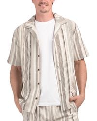 TJ Maxx - Short Sleeve Jacquard Button Down Cabana Shirt For Spandex/Cotton/Polyester - Lyst