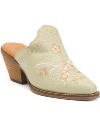 TJ Maxx - Leather Heeled Mules With Embroidered Wildflowers For - Lyst