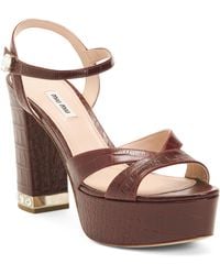 TJ Maxx - Leather St. Croco 3 Strappy Platform Heeled Sandals For - Lyst