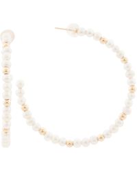 TJ Maxx - 14Kt Bead And Pearl Hoop Earrings - Lyst