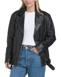 TJ Maxx - Genuine Leather Boyfriend Biker Jacket For Nylon/Polyester/Leather - Lyst
